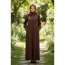 Beluna Tekstil Aerobin Kumaş Tesettür Cepli Fermuarlı Ferace - Günlük Rahat Kesim Uzun Kap