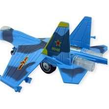 Aesco Çek Bırak Metal Uçak Sesli Işıklı 22 cm - Mavi (Lisinya)