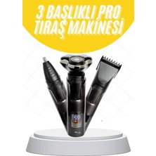 Aesco Tıraş Makinesi Profesyonel 3in1 Dijital Göstergeli 3 Başlıklı Erkek Bakım - Lisinya