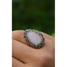 Stoneage Kedi Gözü Açık Pembe Ayarlanabilir Yüzük