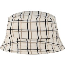 Antebies Organik Gots Sertifikalı Bej Grid Desenli Erkek Çocuk Yaz Şapkası