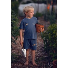 Antebies Bambu, Sustainable, Mavi,balık Nakışlı Kısa Kollu  Erkek Çocuk Tshirt Şort Takımı