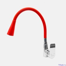 Aesco Oynar Başlıklı Çelik Spiral Üzeri Silikon Kaplama Musluk Başlığı Kobra Fonksiyonlu Musluk - Kırmızı - Lisinya