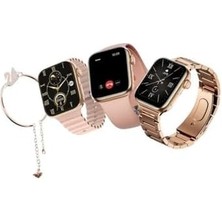 Liora G9 Mini Akıllı Saat, OLED Ekran, Gps, Ekg, Adım Sayar, Rose, 3 Kayış, Küpe ve Bileklik Hediyeli, Nfc Destekli, Siri ve Asistan Uyumlu