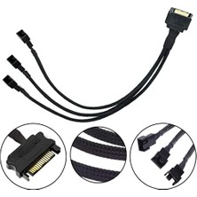 Liora Plus PX-4597 Psu Sata Power To Fan Çevirici 3 Port Y Pin Pwm Çoklayıcı Splitter Fan Kablosu