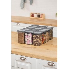 Liora 12'li 1300ML. Sızdırmaz Vakumlu Kapaklı Kare Erzak Saklama Kabı. 1300ML Kare Erzak Saklama Kabı