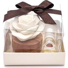 Nexa Ahşap Kaideli Dark Seramik Koku Taşı Hediye Seti