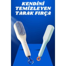 Aesco Kendi Kendini Temizleyen Otomatik Tuşlu Saç Tarağı Dolaşık Açıcı Masaj Fırçası Silikon Fırça - Lisinya