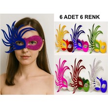 Aesco 6’lı Çift Renkli Venedik Karton Parti Maskesi Seti - Lisinya