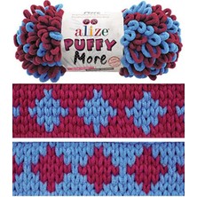 Alize Puffy More (2 Adet) 6633 Bordo-Mavi Renkli Elörgü Ipliği
