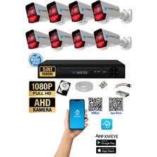 Vartek Bilişim 8 Kameralı Ahd Full Hd 9 LED 5mp Kamera Seti - 500GB HDD Dahil Gece (Siyah-Beyaz) Görüş
