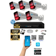Vartek Bilişim 5 Kameralı Ahd Full Hd 9 LED 5mp Kamera Seti - 320GB HDD Dahil Gece (Siyah-Beyaz) Görüş