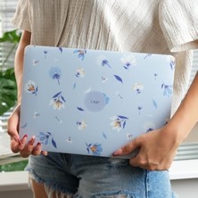 Liora Air M1 Kılıf 13 Inç Uyumlu Çiçek Desenli Lazer Baskılı Sert Kılıf Kapak Touchıd M1 Air A2337 A2179 A1932 Açık Mavi