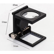 Aesco 28X28 mm Katlanır Sayaçlı Metal Lüp, 2 LED Işıklı Büyüteç Tekstil TH9005A - Lisinya