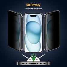 Liora 15 Serisi ile Uyumlu 5d Privacy Easyfit 2 Adet Kolay Uygulama Aparatlı Ekran Koruyucu Temperli Cam Hayalet Ekran (15 Pro Max)