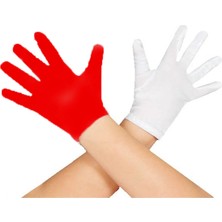Aesco Gösteriler Için 1 Çift Kırmızı Beyaz Pandomim Eldiveni Çocuk Boy - Lisinya