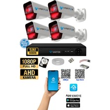 Vartek Bilişim 4 Kameralı Ahd Full Hd 9 LED 5mp Kamera Seti - 1tb HDD Dahil Gece (Siyah-Beyaz) Görüş