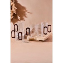 Perotti Siena 6'lı Akasya Kulplu 350 ml Cam Kupa