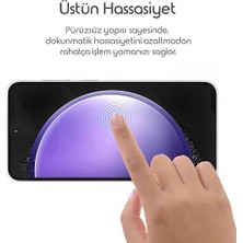 Liora Galaxy S23 Fe Için Ekran Koruyucu Anti-Static Temperli Cam 9h Sertliğinde Ekranı Kaplayan Görüntü Kalitesini ve Dokunmatiği Etkilemeyen Darbelere ve Çizilmeye Karşı Premium Koruma