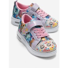 Ccway Resimli Cırtlı Taşlı Anorak Çocuk Spor Ayakkabı 22-25 GÜMÜŞ PEMBE