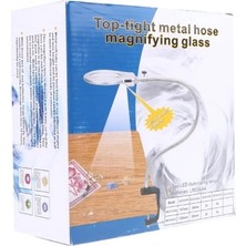 Aesco -2.5X130 mm 5X24 mm LED Aydınlatmalı Büyüteç,masa Üstü Metal Hortum MANDALLI-MG15124-C ( Lisinya )