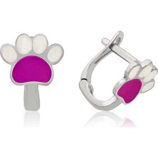 Fm ​Gümüş Erguvan Pati Çocuk Küpesi