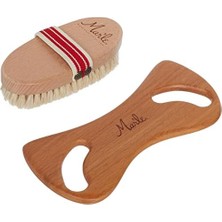 Liora MAR'LE%100 Doğal At Kılı Selülit Fırçası ve Ahşap Selülit Masaj Aleti