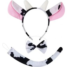 Aesco Inek Kostüm Aksesuar Seti 3 Lü - Taç Papyon Kuyruk - Lisinya