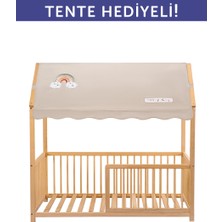 KMB311 Kukka Doğal Ahşap Montessori Karyola – Tente Hediyeli