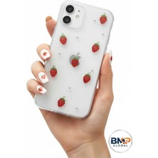 IPHONE 13/14 Uyumlu Şeffaf Çilek Desenli Kılıf