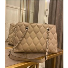 Farbag Damla Desen Suni Deri Nakışlı Kadın El ve Omuz Çantası