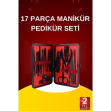 Aesco 17 Parça El Ayak Bakım Seti Tırnak Temizleme Manikür Pedikür Cımbız Törpü Tırnak Makası - Lisinya
