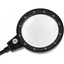 Aesco 12 LED Clipslı Işıklı Büyüteç,işıklı Masa Lambası Çalışma Lambası - Lisinya