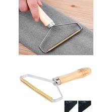 Aesco Ahşap Saplı Metal Kazak - Elbise - Halı Tüyü Temizleme Çift Taraflı Tüy Tiftik Toparlayıcı - Lisinya