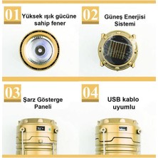 Liora Kamp Lambası, Solar Kamp Fener, El Feneri, El Lambası, Çadır Lambası, USB Ile Şarj Edilebilir, Dış Mekan, Yürüyüş, Acil Durum, Kamp Feneri, Taşınabilir Şarj Cihazı