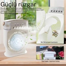 Aesco Şarjlı 600 ml Su Hazneli Taşınabilir Masaüstü Vanilatör  Güçlü Fan ve 2000 Mah Pil Yeşil - Lisinya