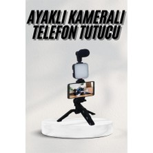 Aesco Telefon Tutucu LED Işıklı Kumandalı Mikrofon Telefon Vlog Video Kayıt - Lisinya