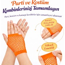 Aesco 80’ler 90’lar Retro Neon Turuncu File Parmaksız Kısa Eldiven 11 cm - Lisinya