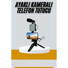 Aesco Tripod Telefon Tutucu Kumandalı Mikrofon LED Işık Vlog Video Kayıt - Lisinya