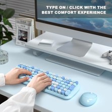 Liora Mofii Kablosuz Klavye ve Fare Kombinasyonu, Pc Bilgisayar Pencereleri Için Çok Ortam Işlev Tuşları ve Numara Pedi ile 2.4ghz Renkli Klavye (Mavi Karışık)
