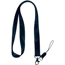 Liora Siyah Mermer Boyun Ipi Telefon Askısı Lanyard