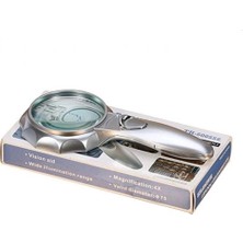 Aesco 4x 6 LED Işık Aydınlatma 75MM Optik Lens El Büyüteç - Lisinya