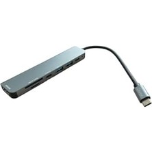 Liora 7'si 1 Arada Usb-C Hub – 2x USB 3.0, 2x Type-C, 2x Sd/tf Kart Okuyucu, 1x HDMI – 4K UHD Görüntü Aktarımı ve Hızlı Veri Transferi