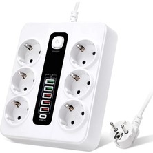 Aesco HP-H04 3000W 10AMPER 6’lı 2metre Uzatma Kablolu Çoklu Termal Akım Priz - Lisinya