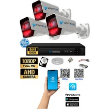 Vartek Bilişim 3 Kameralı Ahd Full Hd 9 LED 5mp Kamera Seti - 250GB HDD Dahil Gece (Siyah-Beyaz) Görüş