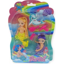 Aesco 2'li Deniz Kızı Bebek Seti - Hareketli Eklemler ve Aksesuarlı -Sarı & Mor (Lisinya)