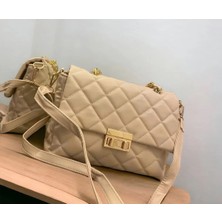 Farbag Kadın Kapitone Baklava Desen Kilit Kapama El ve Omuz Çantası