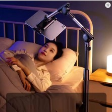 Liora Ayarlanabilir Tablet Standı, 160CM Yükseklik, 360° Dönebilen, Evrensel Mobil Telefon ve Tablet Tutucu, Metal Zemin Standı, Masaüstü Çalışma Için