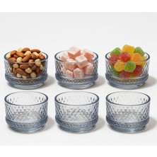 Liora Lüx Kristal Büyük Cam Sunum Seti 6'lı, Kristal Kesme Cam Dondurmalık ve Tatlı Sunum, 9 cm x 5 cm