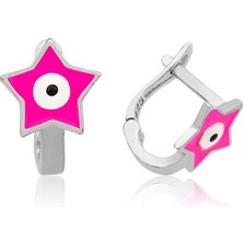 Fm Gümüş Pembe Yıldız Çocuk Küpesi